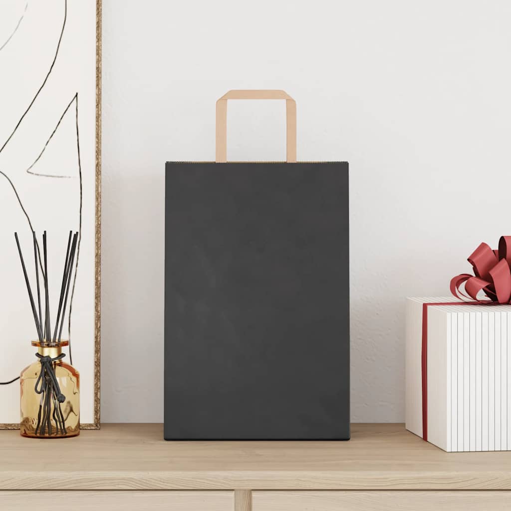 VidaXL sacs en papier 250 pcs avec poignées 21x11x31 cm noir
