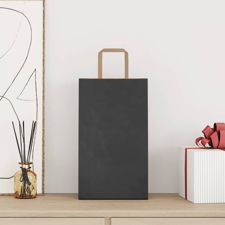 VidaXL sacs en papier 250 pcs avec poignées 21x11x36 cm noir