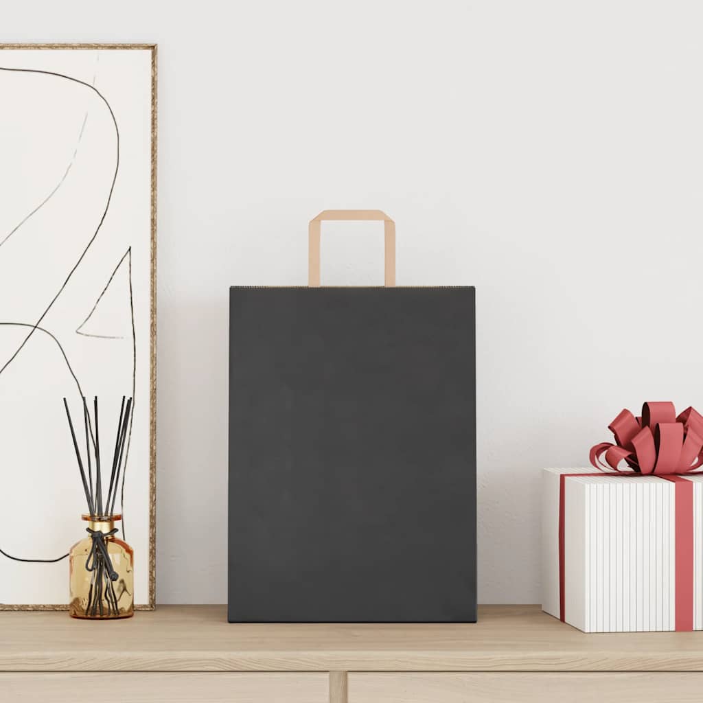 VidaXL sacs en papier 250 pcs avec poignées 26x12x35 cm noir