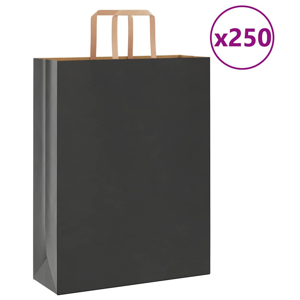 VidaXL sacs en papier 250 pcs avec poignées 32x12x42 cm noir
