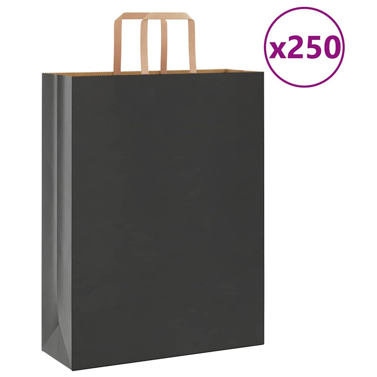 VidaXL sacs en papier 250 pcs avec poignées 32x12x42 cm noir