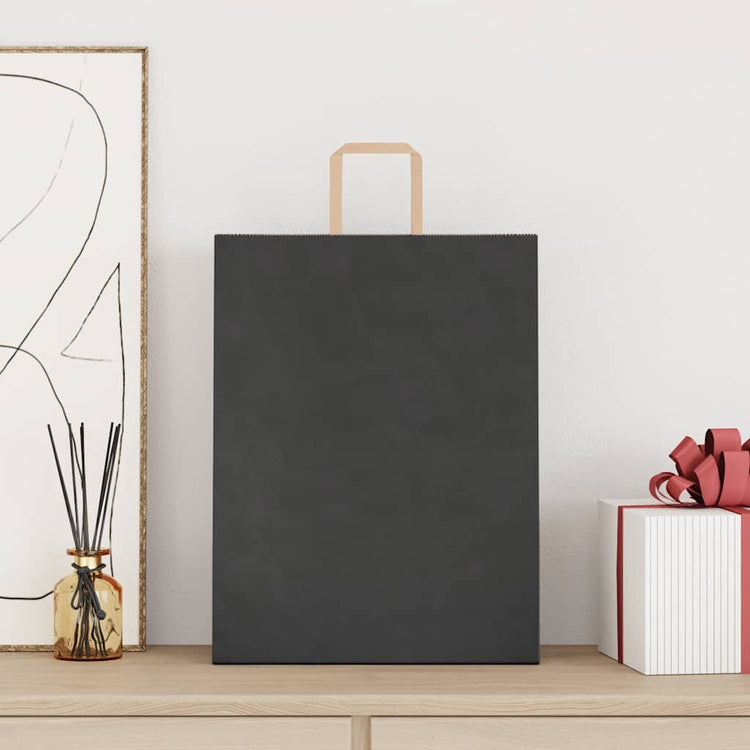 VidaXL sacs en papier 250 pcs avec poignées 32x12x42 cm noir