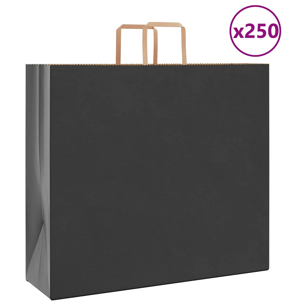 VidaXL sacs en papier 250 pcs avec poignées 54x15x49 cm noir