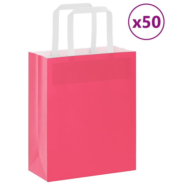 VidaXL sacs en papier 50 pcs avec poignées 18x8x22 cm rose