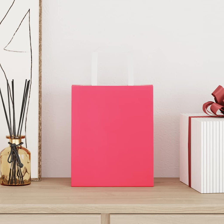 VidaXL sacs en papier 50 pcs avec poignées 18x8x22 cm rose