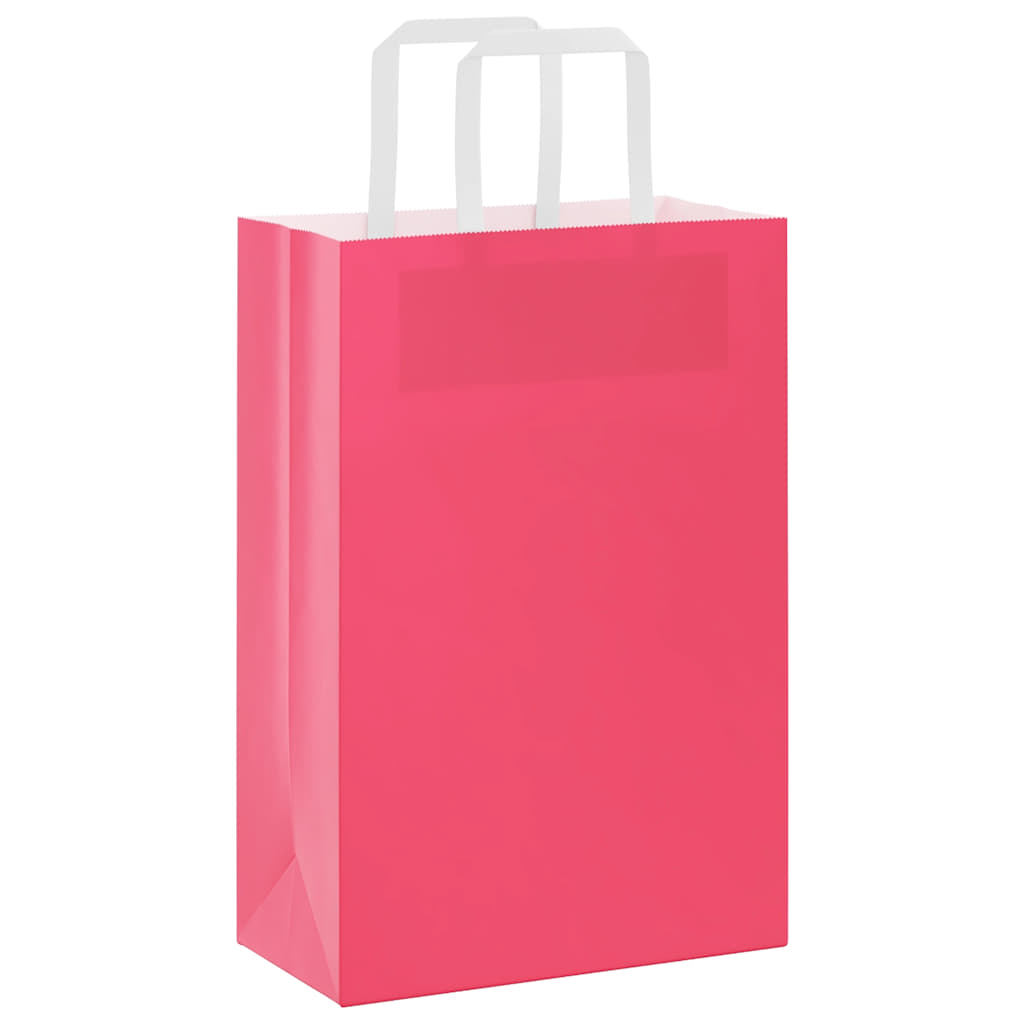 VidaXL sacs en papier 50 pcs avec poignées 21x11x31 cm rose