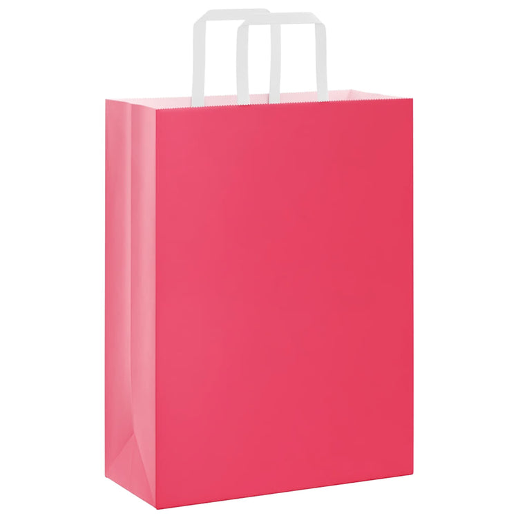 VidaXL sacs en papier 50 pcs avec poignées 26x12x35 cm rose