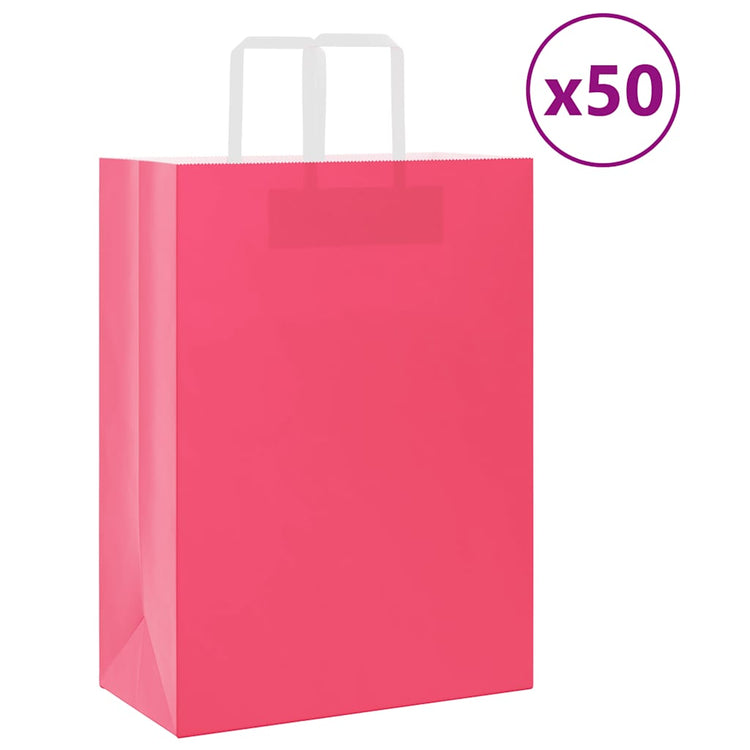 VidaXL sacs en papier 50 pcs avec poignées 32x17x44 cm rose