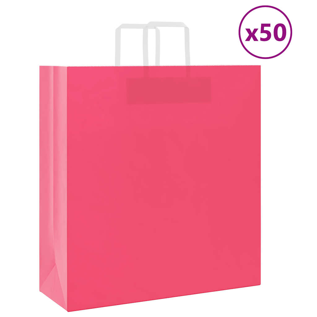 VidaXL sacs en papier 50 pcs avec poignées 45x17x48 cm rose