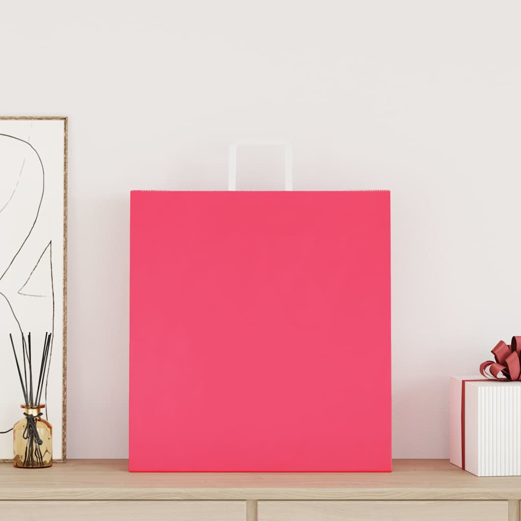 VidaXL sacs en papier 50 pcs avec poignées 45x17x48 cm rose