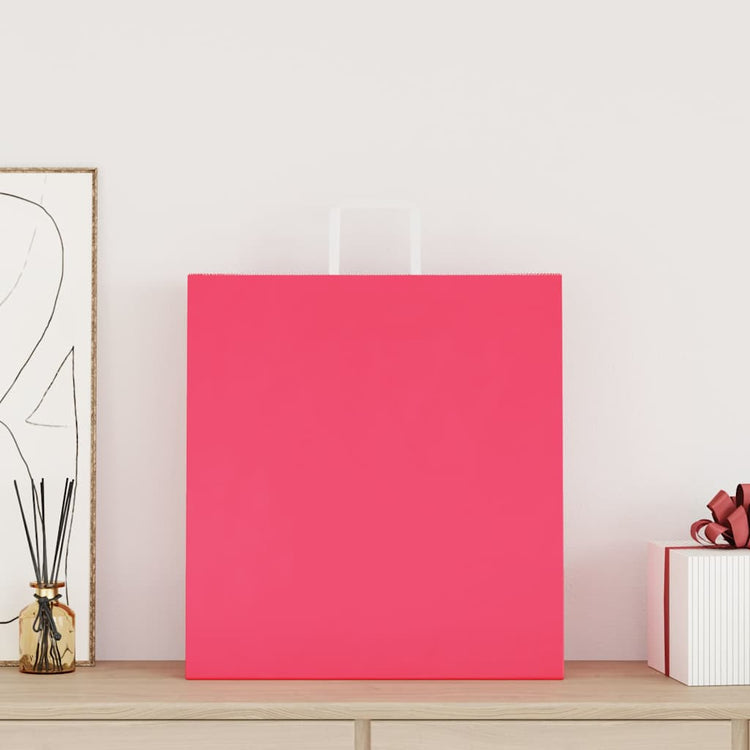 VidaXL sacs en papier 50 pcs avec poignées 45x17x48 cm rose