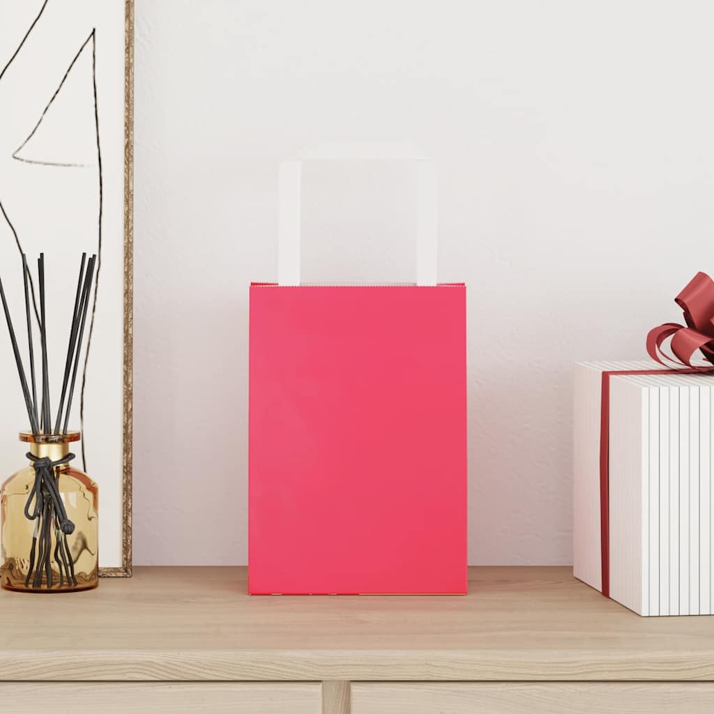VidaXL sacs en papier 250 pcs avec poignées 15x8x21 cm rose