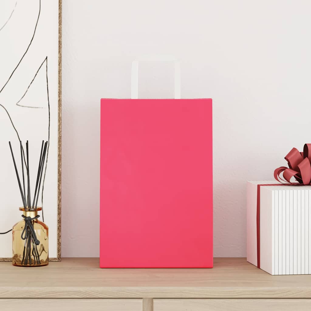 VidaXL sacs en papier 250 pcs avec poignées 21x11x31 cm rose