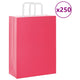 VidaXL sacs en papier 250 pcs avec poignées 26x12x35 cm rose