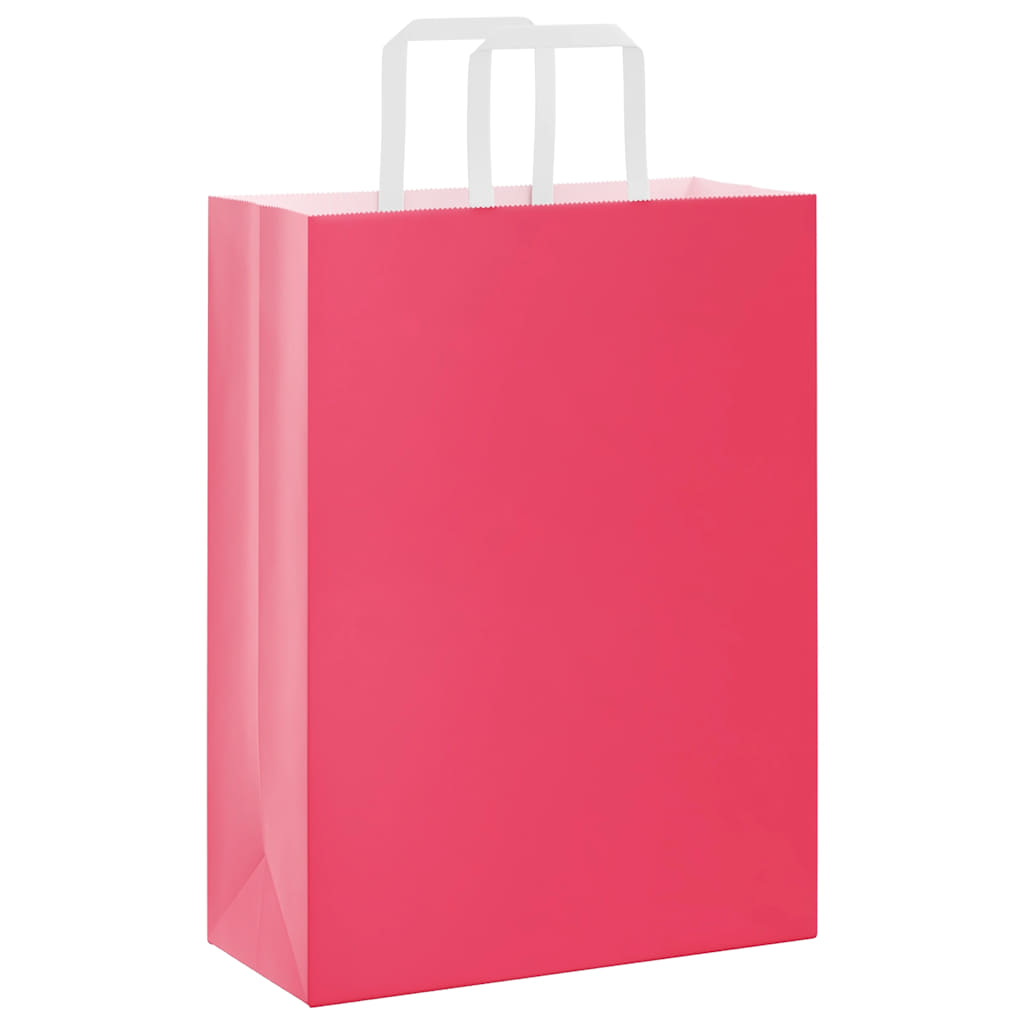 VidaXL sacs en papier 250 pcs avec poignées 26x12x35 cm rose
