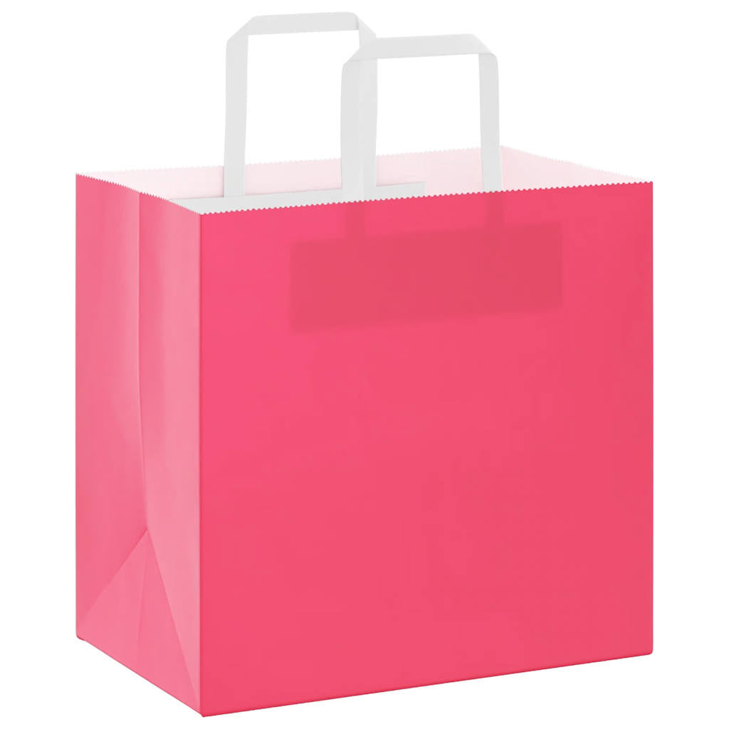 VidaXL sacs en papier 250 pcs avec poignées 26x17x25 cm rose