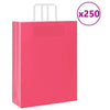 VidaXL sacs en papier 250 pcs avec poignées 32x12x42 cm rose