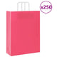 VidaXL sacs en papier 250 pcs avec poignées 32x12x42 cm rose