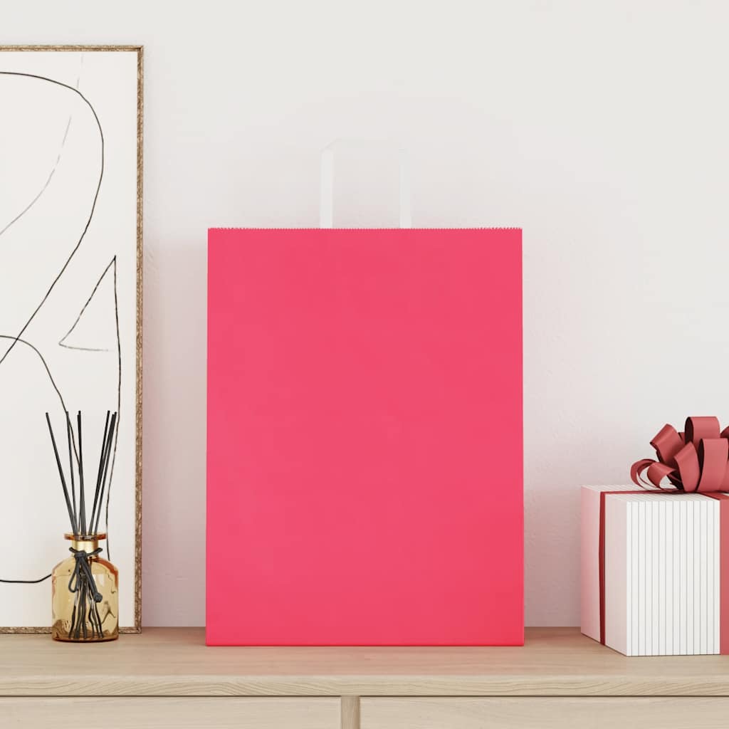 VidaXL sacs en papier 250 pcs avec poignées 32x12x42 cm rose