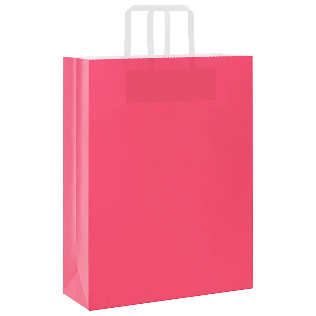 VidaXL sacs en papier 250 pcs avec poignées 32x12x42 cm rose