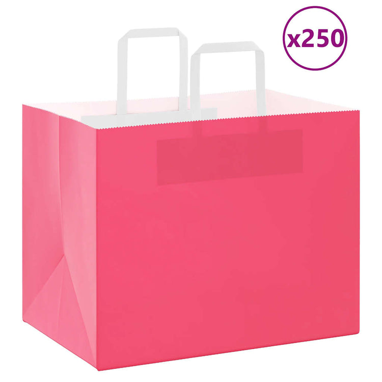VidaXL sacs en papier 250 pcs avec poignées 32x22x24 cm rose