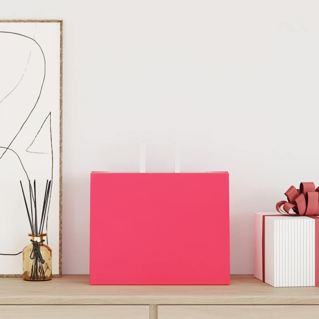 VidaXL sacs en papier 250 pcs avec poignées 32x22x24 cm rose
