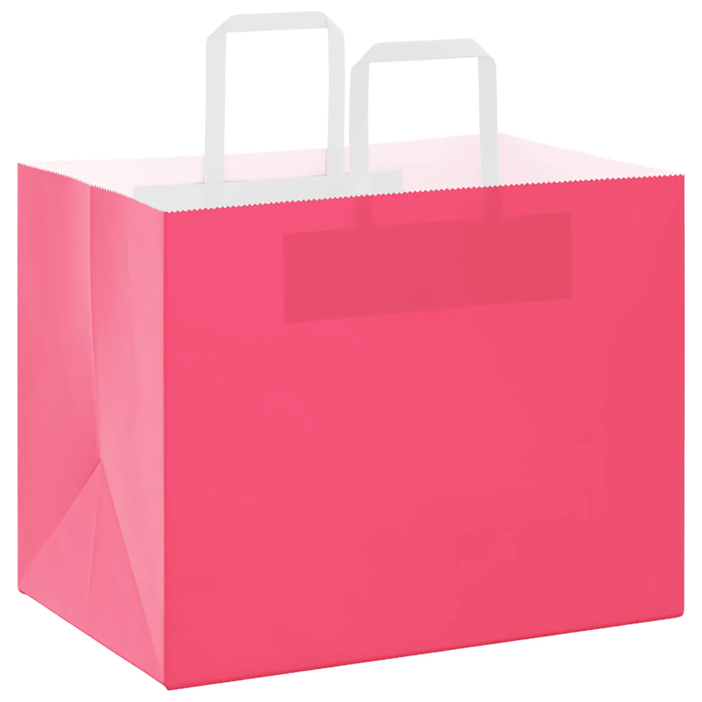 VidaXL sacs en papier 250 pcs avec poignées 32x22x24 cm rose