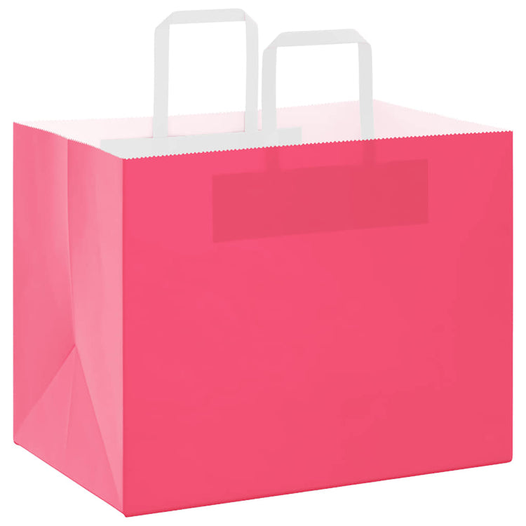 VidaXL sacs en papier 250 pcs avec poignées 32x22x24 cm rose