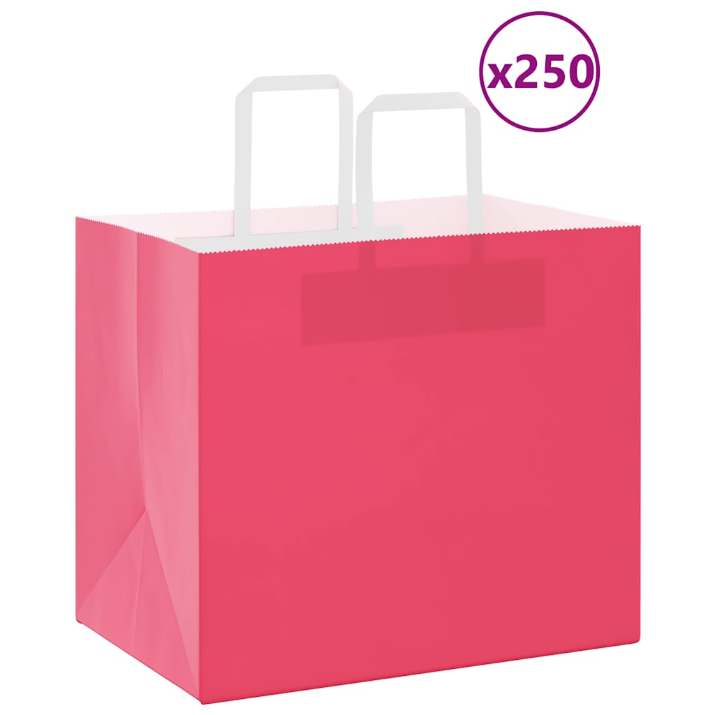 VidaXL sacs en papier 250 pcs avec poignées 32x22x28 cm rose