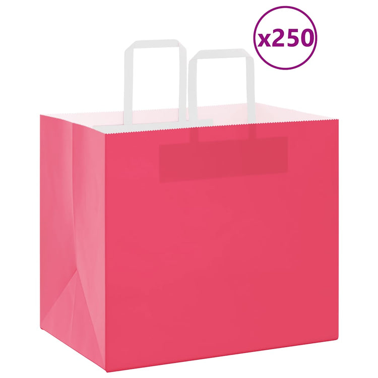 VidaXL sacs en papier 250 pcs avec poignées 32x22x28 cm rose