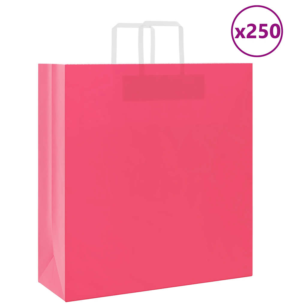 VidaXL sacs en papier 250 pcs avec poignées 45x17x48 cm rose