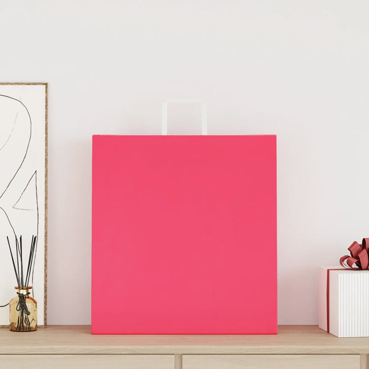 VidaXL sacs en papier 250 pcs avec poignées 45x17x48 cm rose