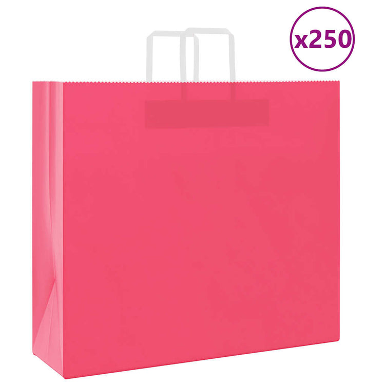 VidaXL sacs en papier 250 pcs avec poignées 54x15x49 cm rose