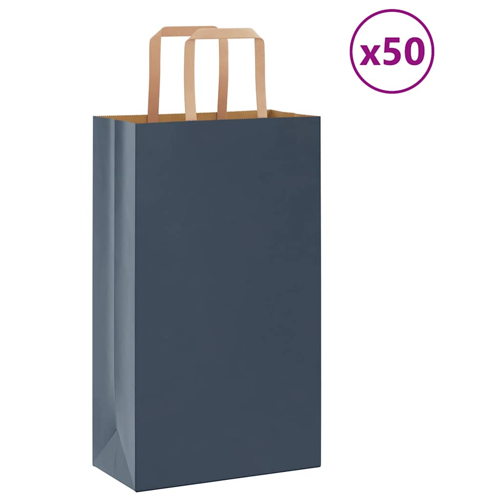 VidaXL sacs en papier 50 pcs avec poignées 21x11x36 cm bleu