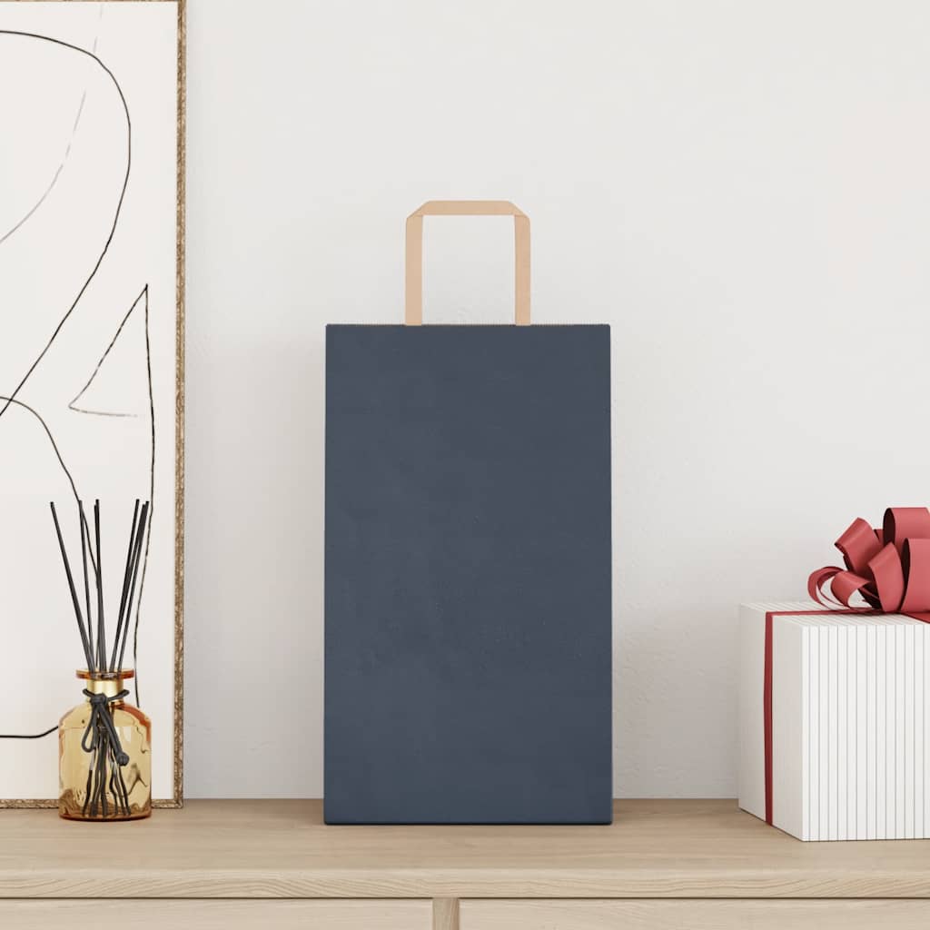 VidaXL sacs en papier 50 pcs avec poignées 21x11x36 cm bleu
