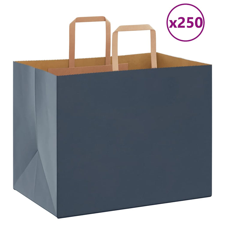 VidaXL sacs en papier 250 pcs avec poignées 32x22x24 cm bleu