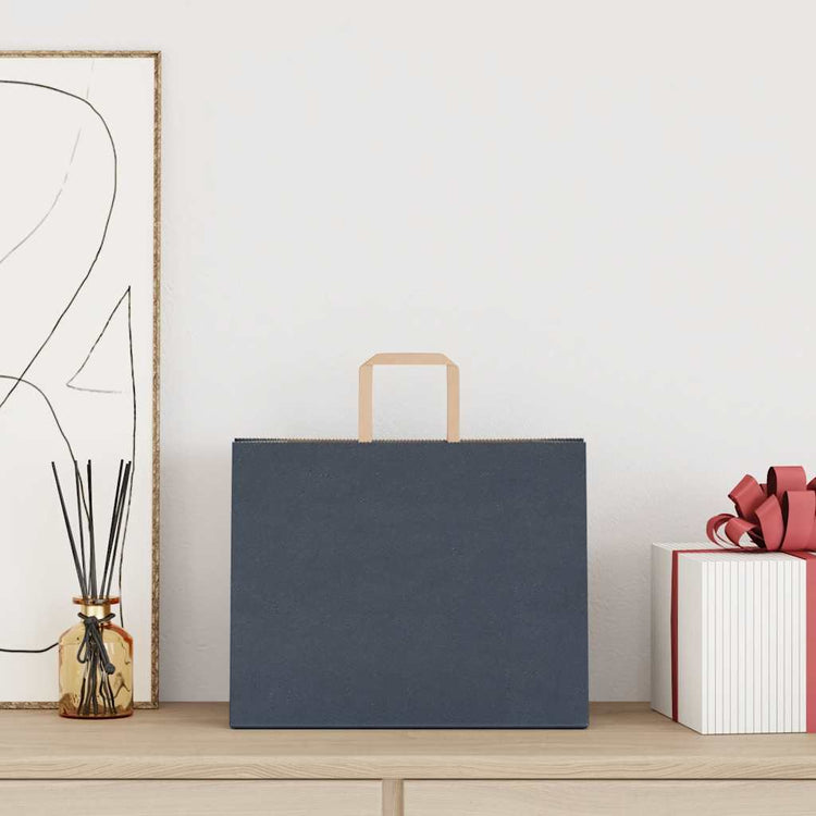 VidaXL sacs en papier 250 pcs avec poignées 32x22x24 cm bleu
