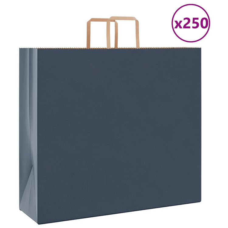 VidaXL sacs en papier 250 pcs avec poignées 54x15x49 cm bleu