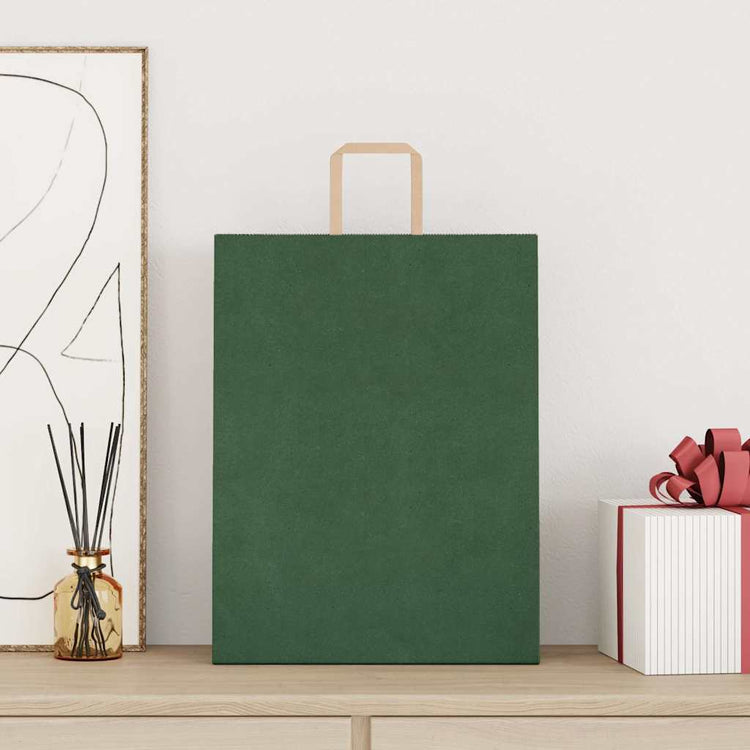 VidaXL sacs en papier 250 pcs avec poignées 32x12x42 cm vert