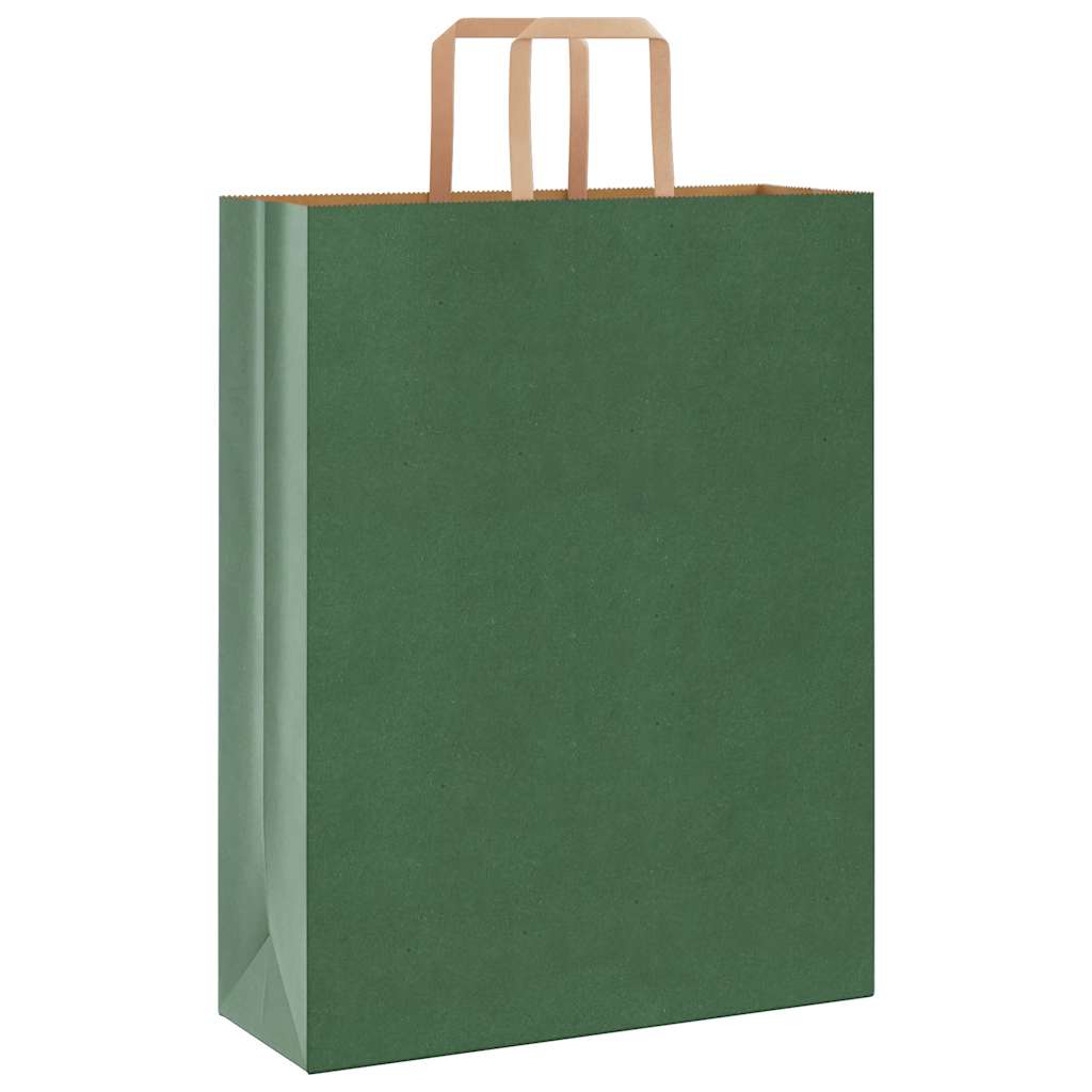 VidaXL sacs en papier 250 pcs avec poignées 32x12x42 cm vert