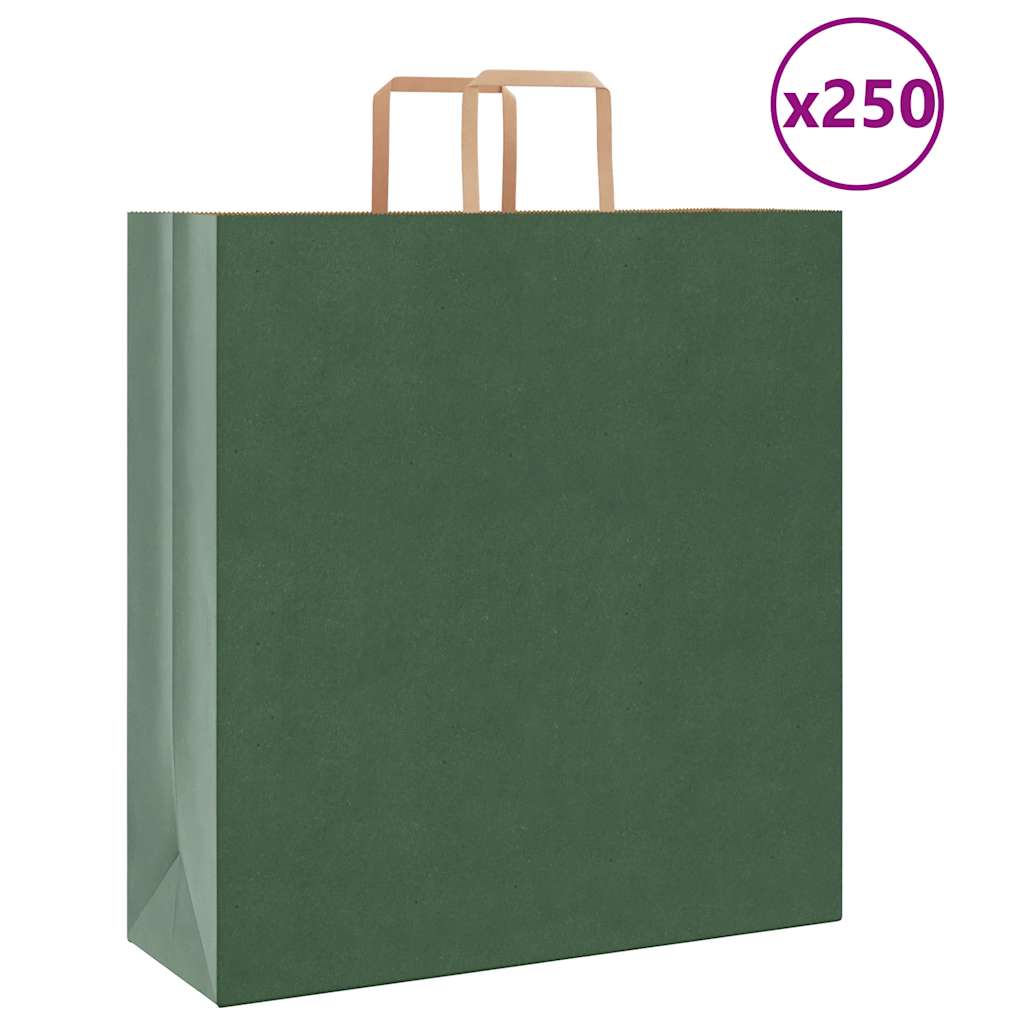 VidaXL sacs en papier 250 pcs avec poignées 45x17x48 cm vert