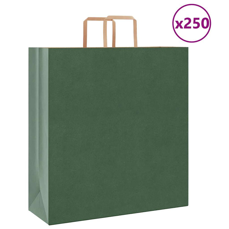 VidaXL sacs en papier 250 pcs avec poignées 45x17x48 cm vert