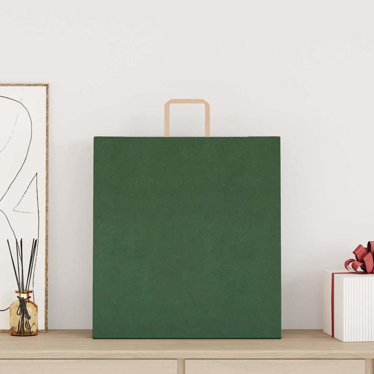 VidaXL sacs en papier 250 pcs avec poignées 45x17x48 cm vert