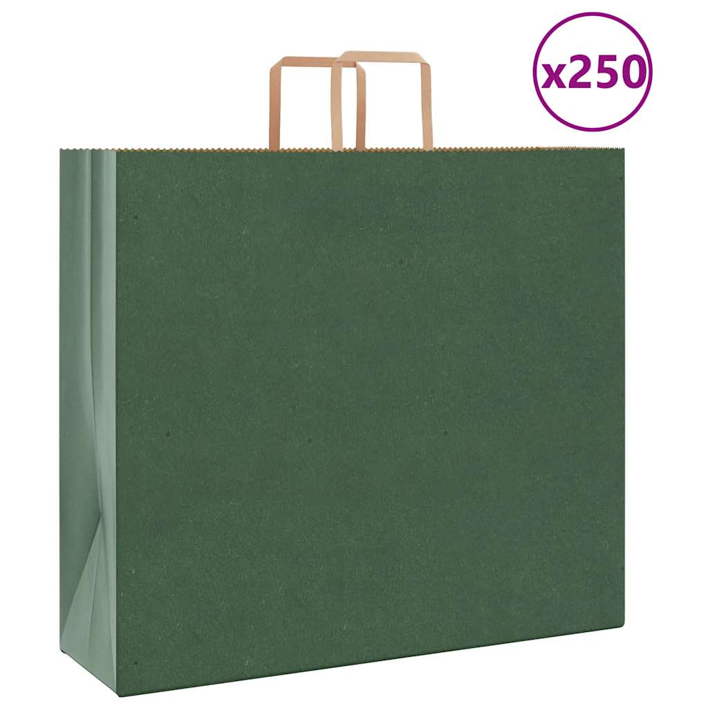 VidaXL sacs en papier 250 pcs avec poignées 54x15x49 cm vert