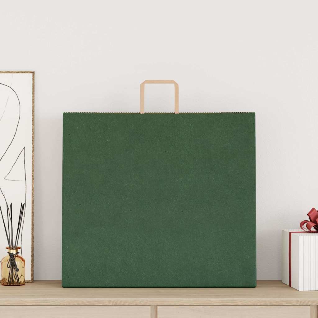 VidaXL sacs en papier 250 pcs avec poignées 54x15x49 cm vert
