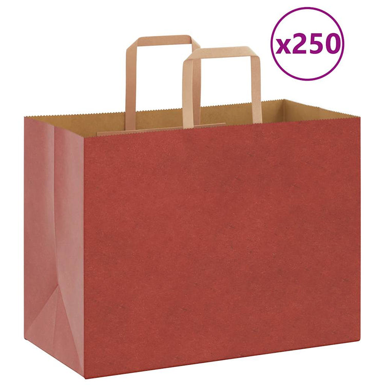 VidaXL sacs en papier 250 pcs avec poignées 32x17x25 cm rouge