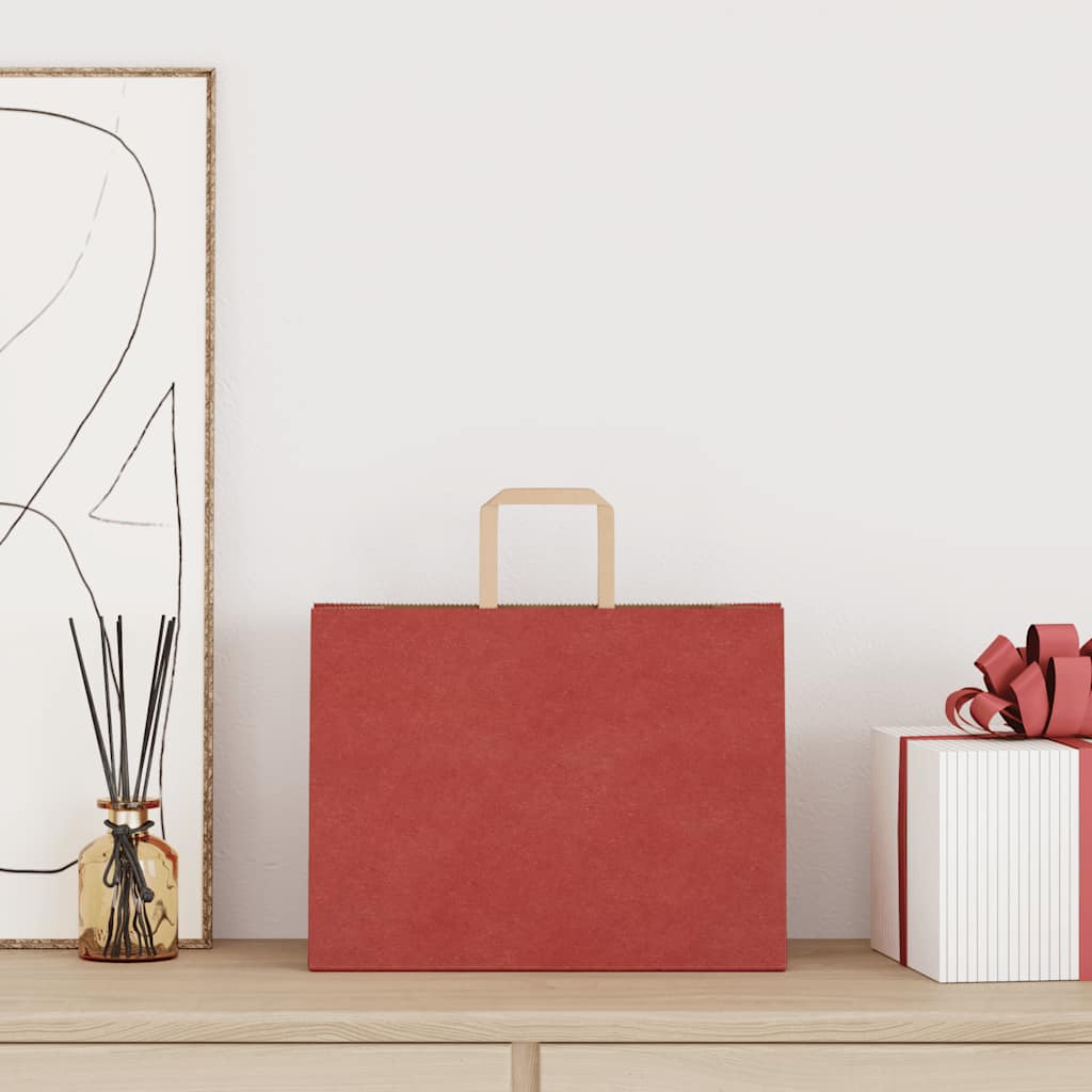 VidaXL sacs en papier 250 pcs avec poignées 32x17x25 cm rouge