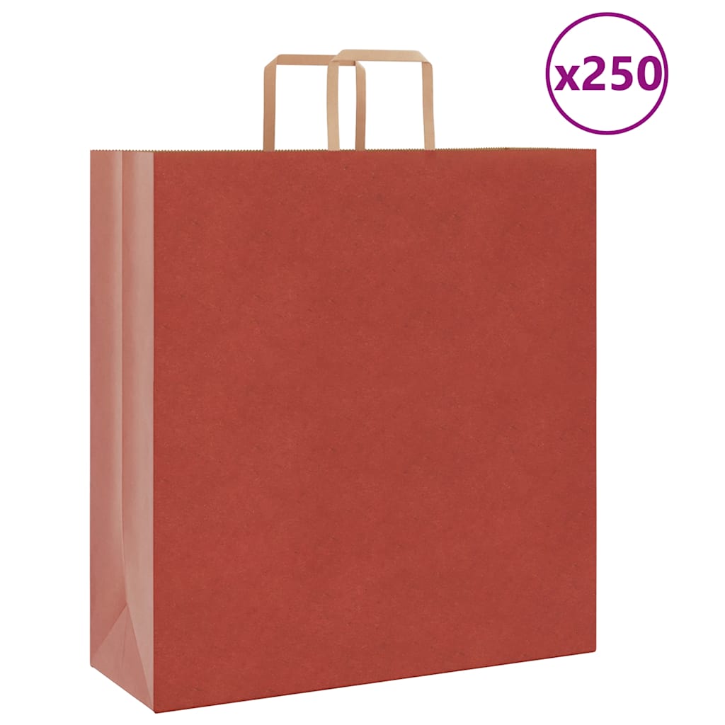 VidaXL sacs en papier 250 pcs avec poignées 45x17x48 cm rouge