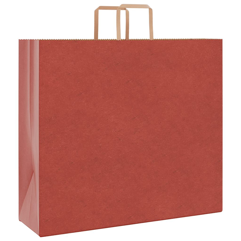 VidaXL sacs en papier 250 pcs avec poignées 54x15x49 cm rouge