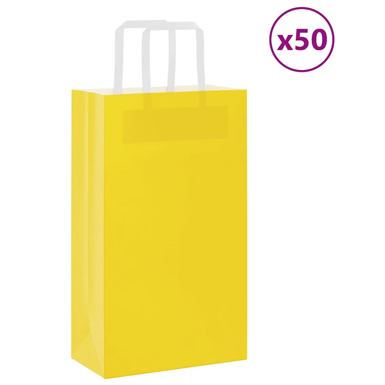 VidaXL sacs en papier 50 pcs avec poignées 21x11x36 cm jaune